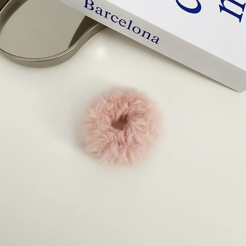 Mädchen Süße Nachahmung Kaninchen Pelz Kaninchen Ohren Elastische Haar Bands Frauen Pelz Flauschigen Haar Ringe Plüsch Scrunchies Haar Zubehör – Detail 26
