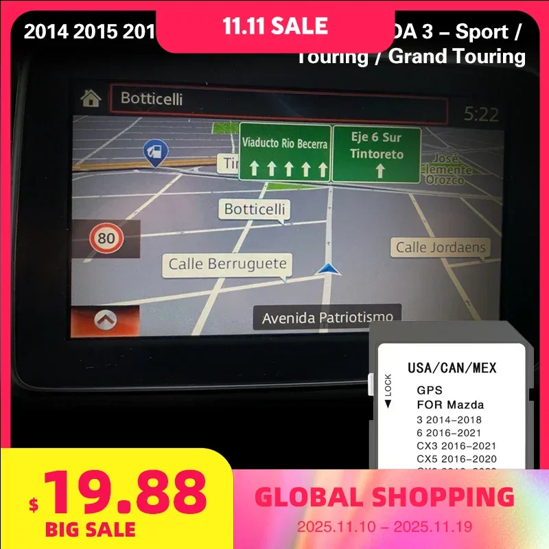 

for MAZDA 3 2014 2015 2016 2017 2018 Sport Touring Grand Touring North America CAN Mexico SD Map GPS Card