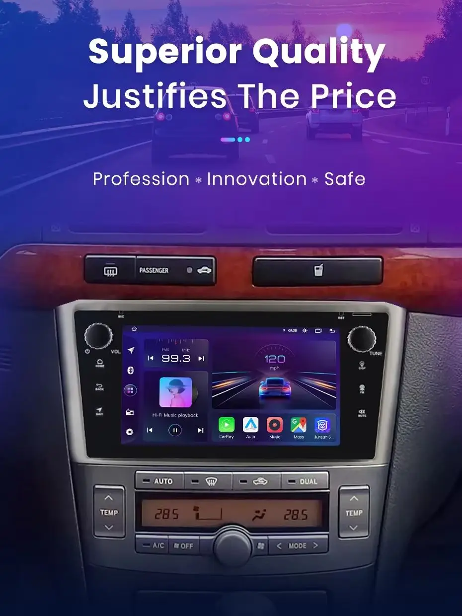 AWESAFE Bezprzewodowy CarPlay Android Auto do Toyota Avensis T25 2003-2008 Radio Samochodowe Multimedialny Odtwarzacz Stereo Wi-Fi Nawigacja GPS 2 Din Autoradio Inteligentne Systemy Samochodowe — 2