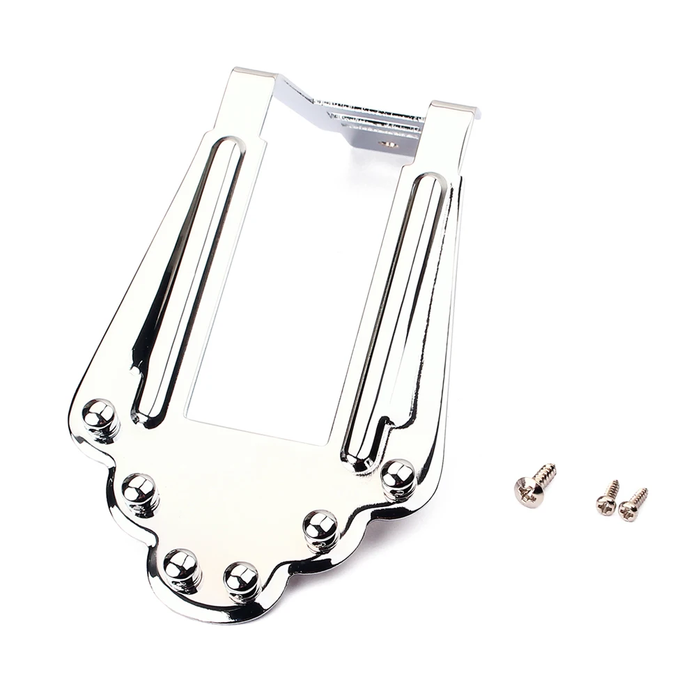 

Silver Bridge Tailpiece For 6-String Electric Jazz Ga419 Style Adjustable Height Trapezoidal Design Replacement Guitar