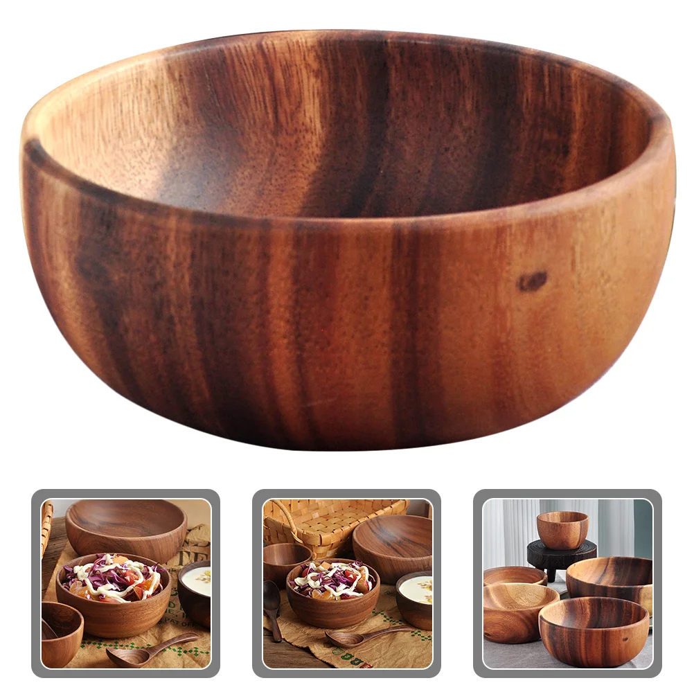 

Sturdy Natural Wood Salad Bowl Drop Resistant Light Weight Easy to Clean Perfect for Home Hotel Restaurant Food Service Daily