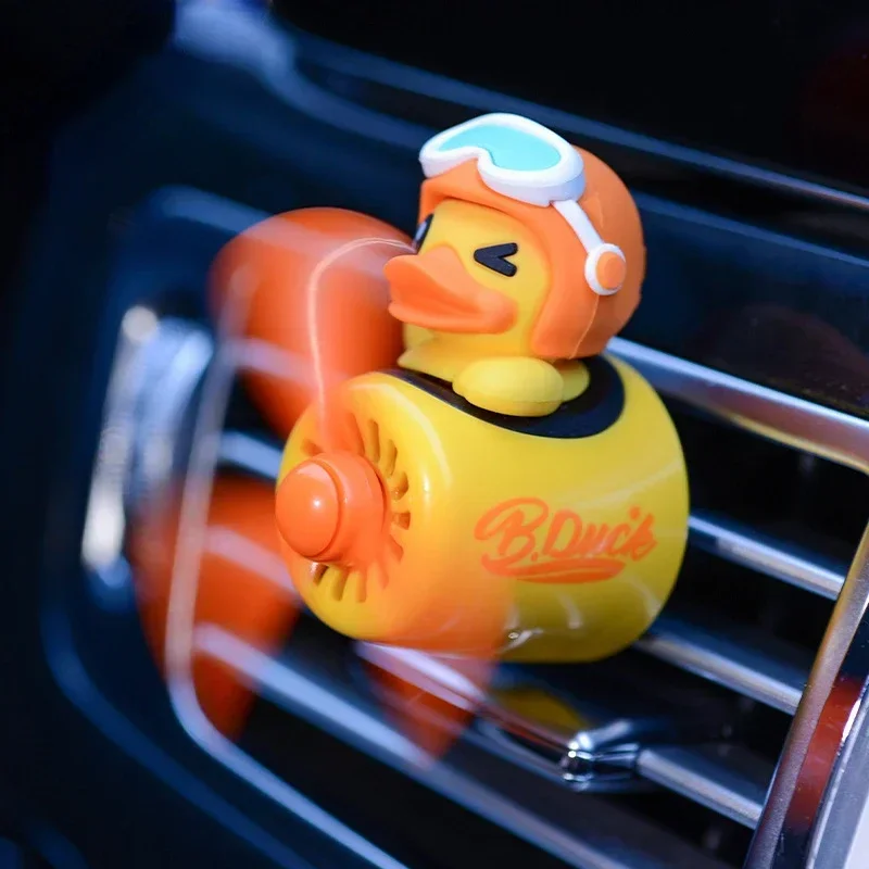 Car Air Outlet Aromatherapy Cute Cartoon Yellow Duck Pilot Small Fan Fragrance Air Freshener Car Air Conditioning Decoration