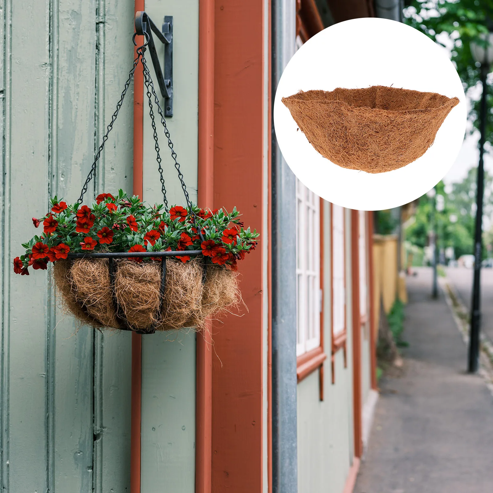 

4 Pcs Coconut Palm Flowerpot Liner Tightly Woven Lining Coconuts Fiber Replacement Round Basket Coir Hanging Liners Multi-use