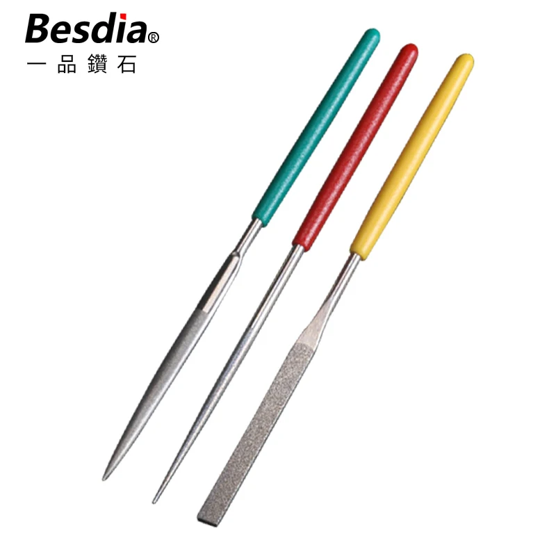 TAIWAN Besdia  Diamond Needle Files 3*140MM Round Half-Round Flat Square Triangle Corundum Alloy File