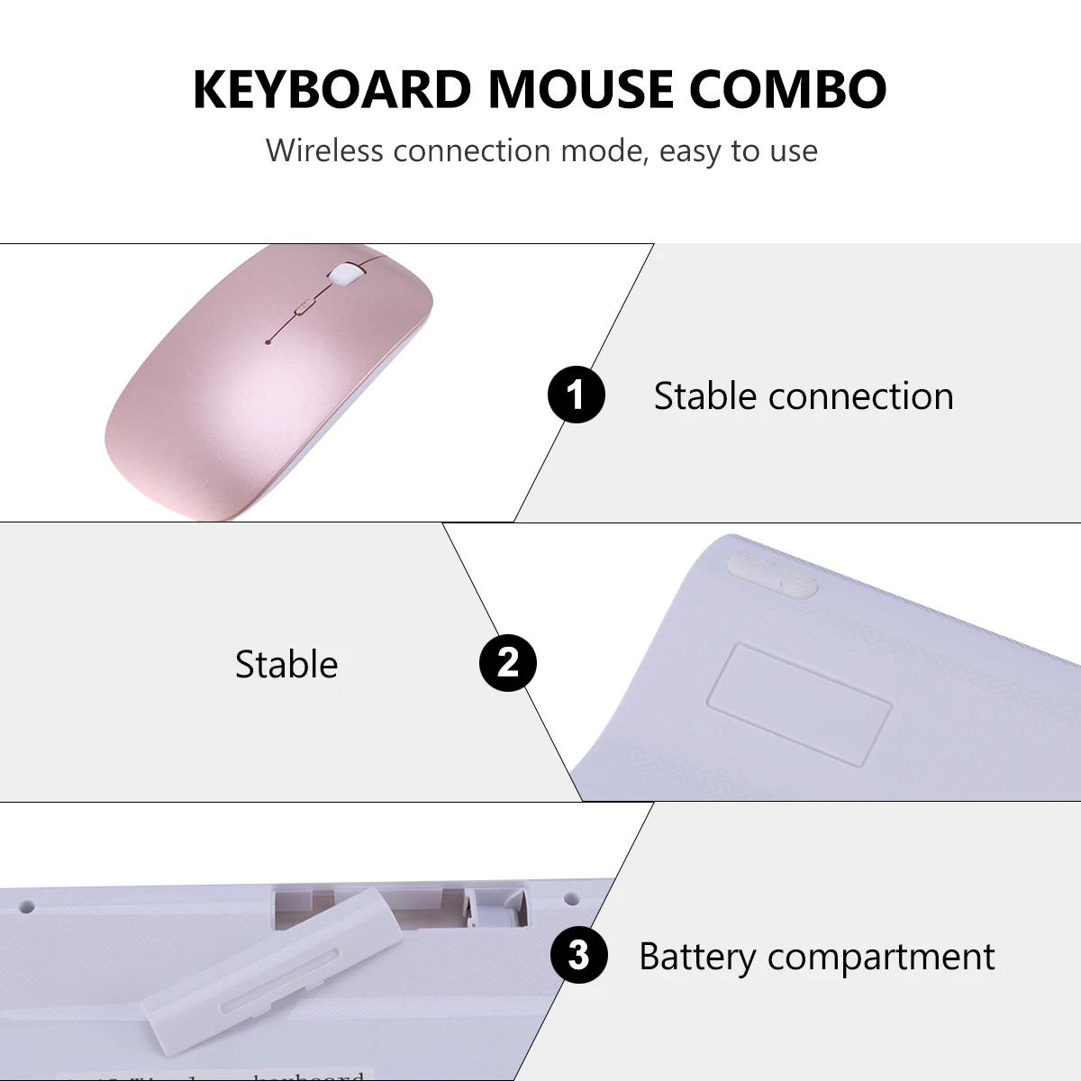 

Wireless Mouse and Keyboard Responsive Sleek Design Plastic Low-profile Keys