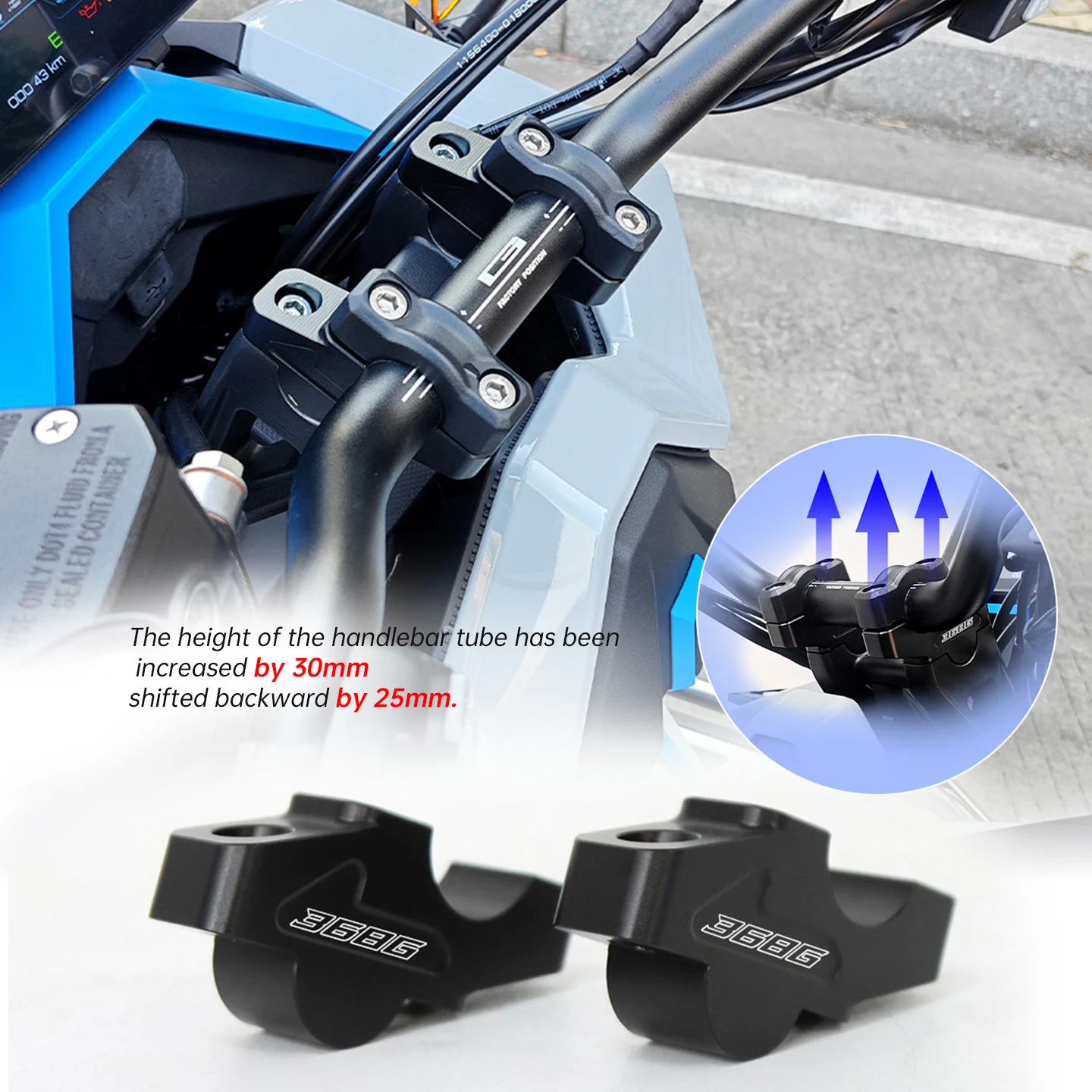 

Suitable for ZONTES 368G 368G motorcycle handle lifter drag handle rod clamp extension adapter height clamp mounting bracket