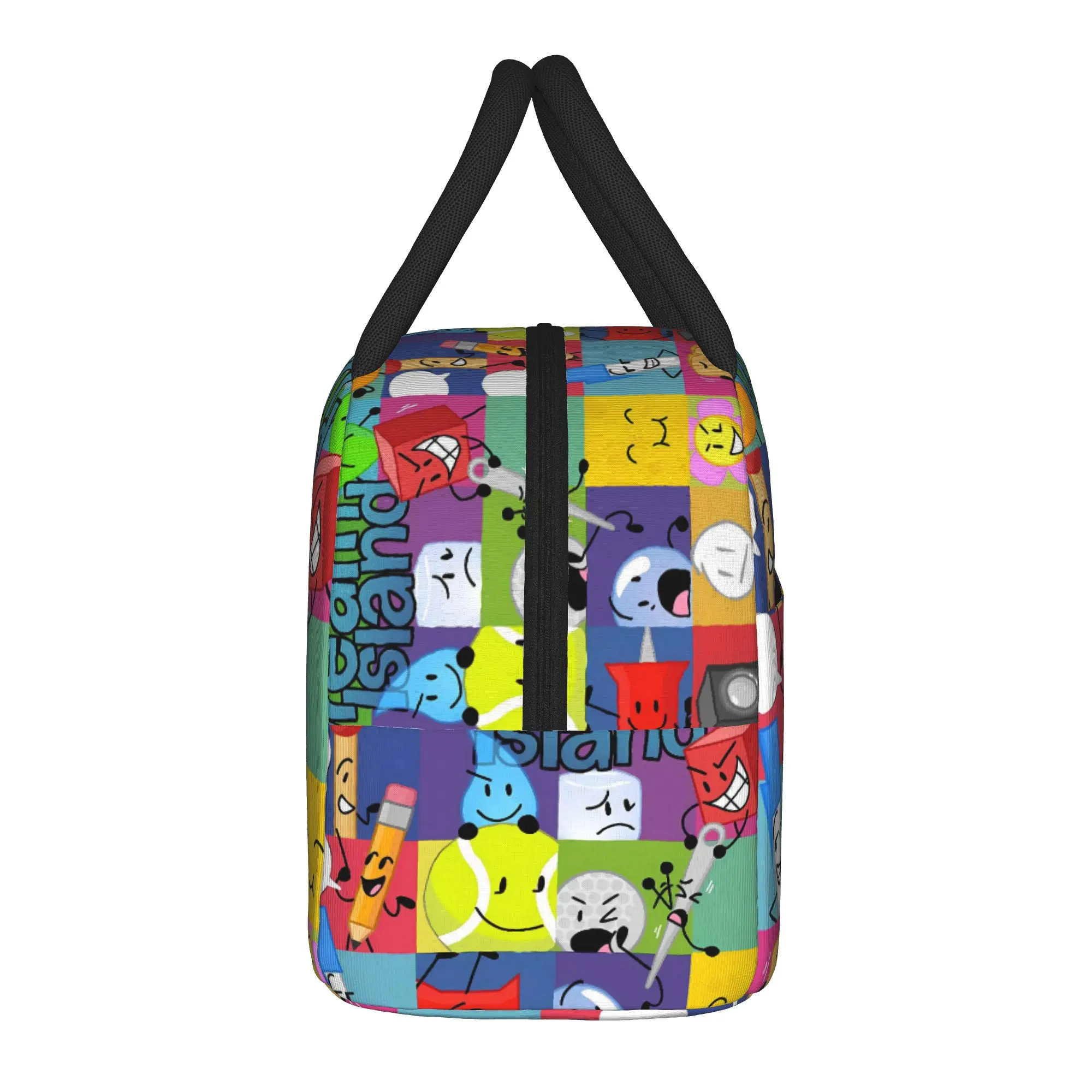 BFDI All Characters Lunch Bag  Casual Lunch Box For Women Travel Portable Zipper Cooler Bag Waterproof Print Thermal Lunch Bags