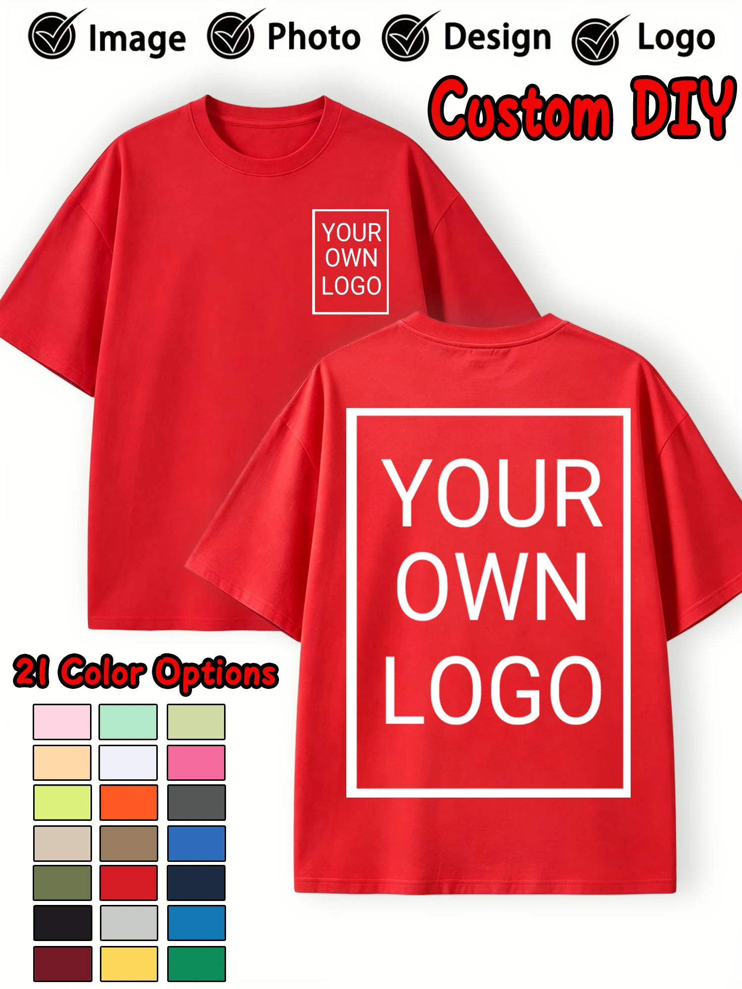 Sommer-T-Shirts für Paare, personalisiertes Muster, individuell, lässig, locker, für Herren, kurzärmelig, aus Baumwolle, weiche Kleidung, All-Match-Team-Arbeitskleidung – Detail 22