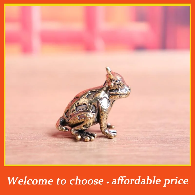#Antique Style Brass Bull Head Frog Small Statue Handcrafted Animal Figurine Desktop Ornament for Office Desk Decor