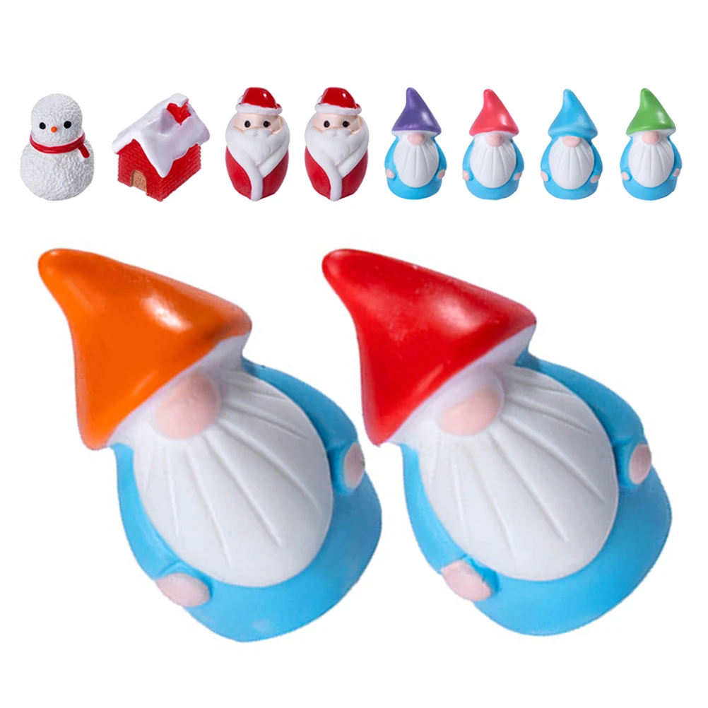

10 Pcs Mini Christmas Ornaments Santa Claus Snowman Figurines Resin Decorations Dwarf Statues Holiday Craft Gifts