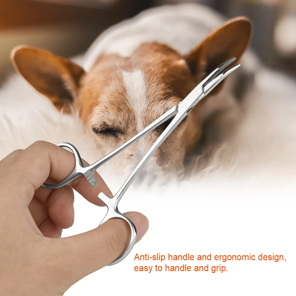 

Stainless Steel Pet Dog Cat Ear Hair Tweezers Curved Tip Cleaning Clamp Pets Supplies