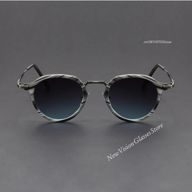 Retro Geometric Round Frame Simple Design UV Protection Men Women Polarized Sunglasses Customizable Prescription