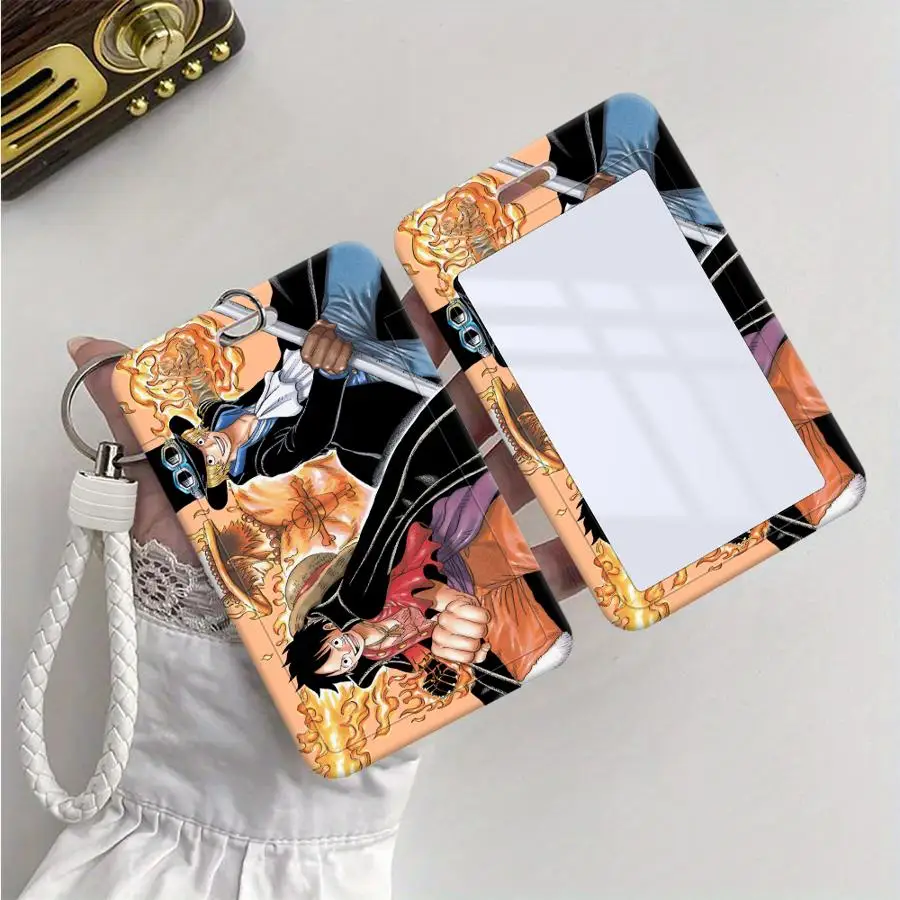 Cartoon Pirate Wang Luffy 1Pc Card Holder Retractable Credit Card Holders Holders Child Bus with lanyard Bank ID Badge Cover