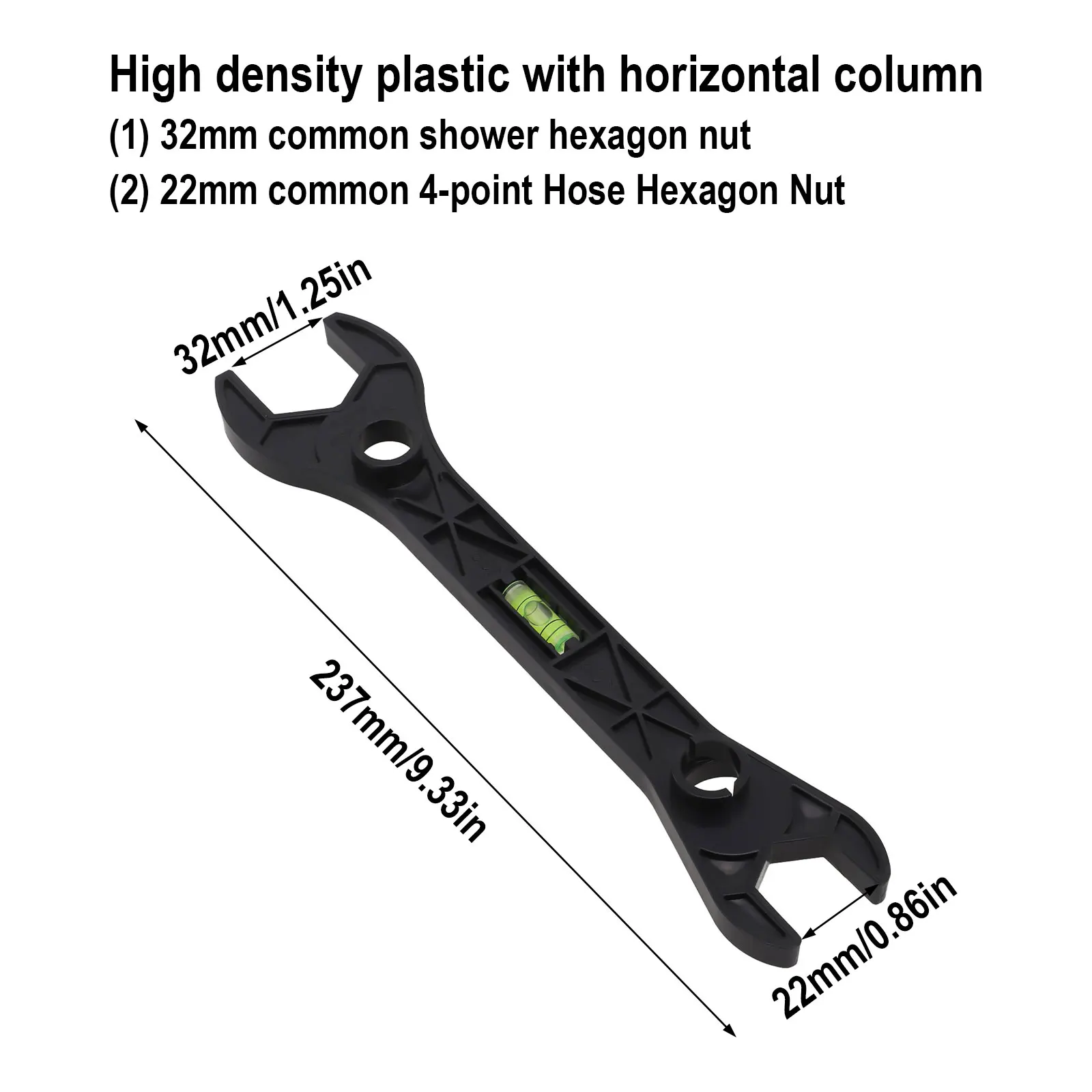 浴室ガジェットシャワーレンチ 1pc 黒修理用浴室水準器手動ツールプラスチックポータブル