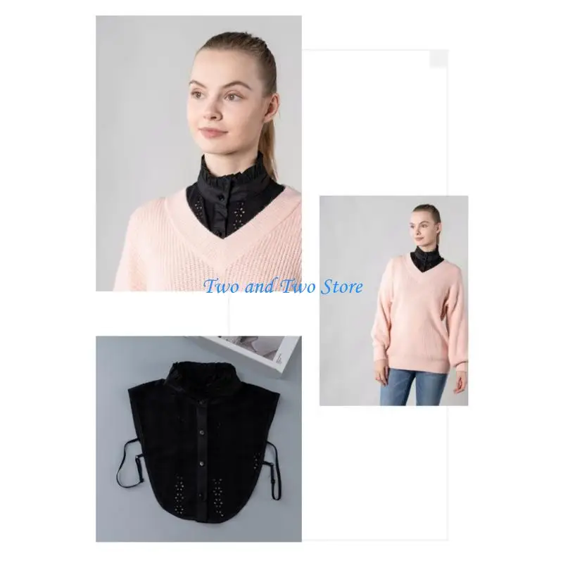 

HX6F Soft Detachable Spread Lapel Collar Decorative Neckpiece For Daily Wear