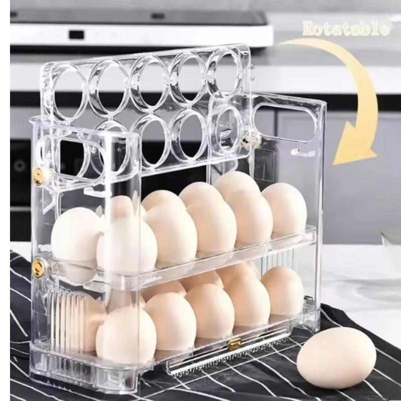 

Automatic Flipping Egg Storage Box, Refrigerator Side Door Storage Rack, Kitchen Specific Egg Tray Storage Artifact Box lijiao