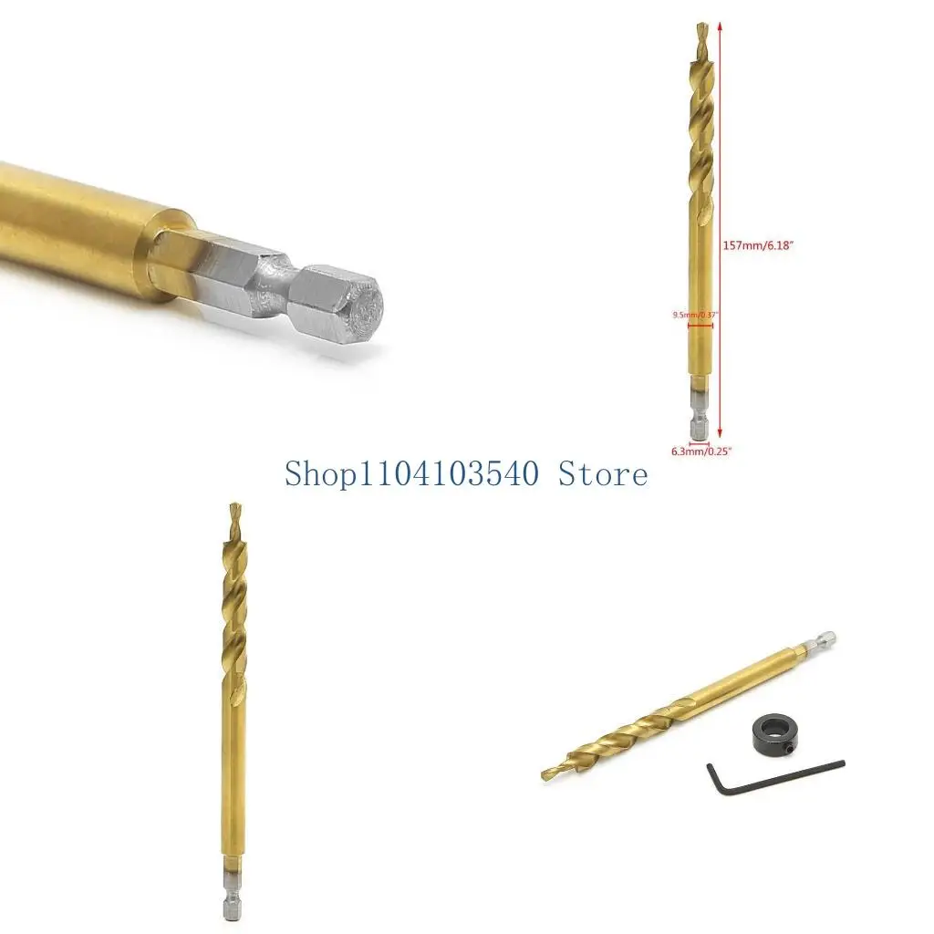 

02DC New Pocket Hole 3/8" Twist Step Drill Bit+Stop Collar Set for Kreg Jig Guide