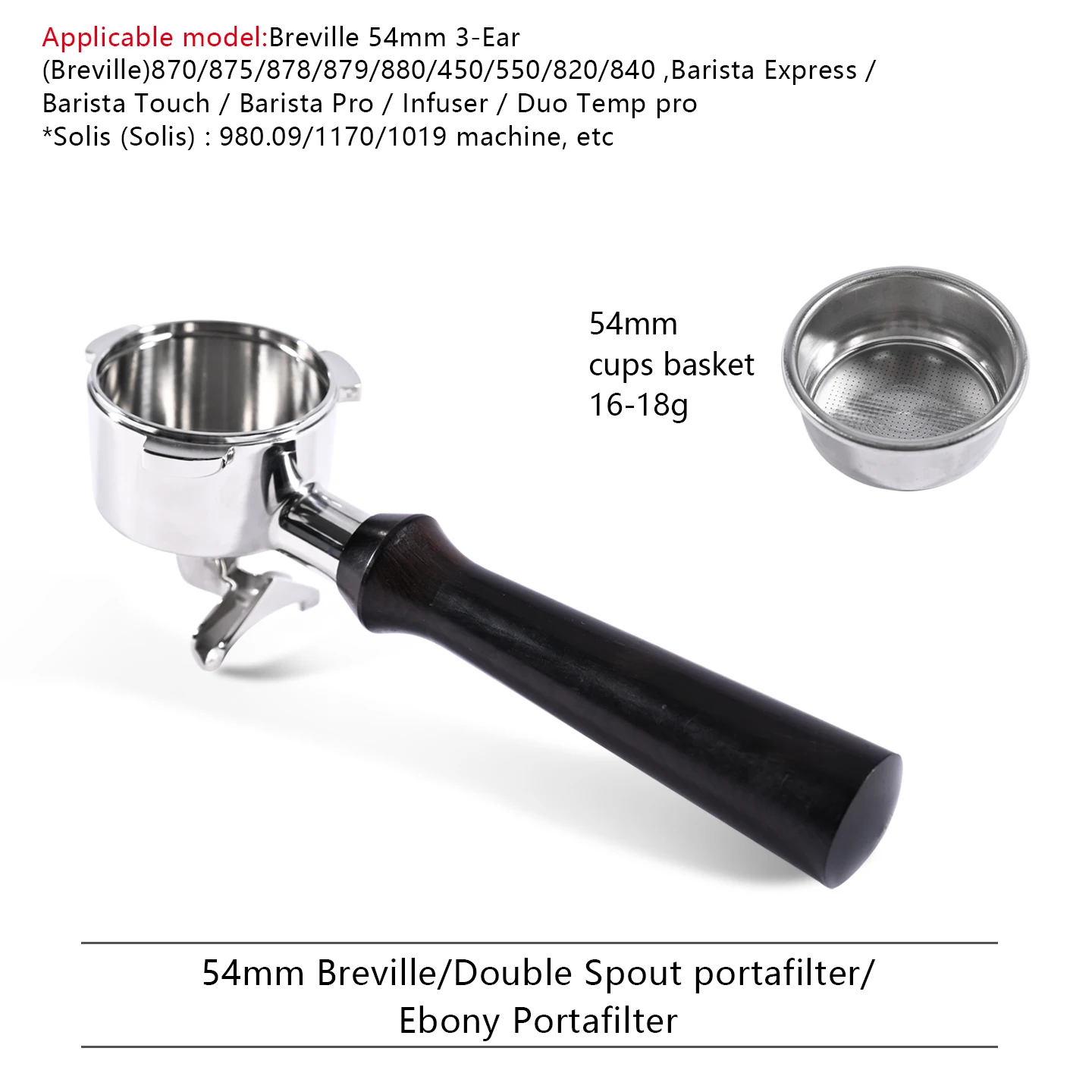 54mm Koffie Dubbele Uitloop Filterhouder Naakt Voor Breville Sage 870 878 879 Filtermand Espressomachine Accessoire Barista Tool