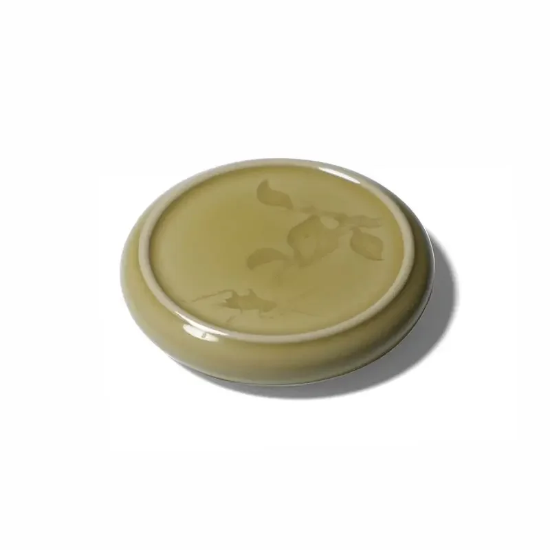 Pure handmade paperweight Chinese style, yellow glaze study four treasures, paperweight cup holder paperweight