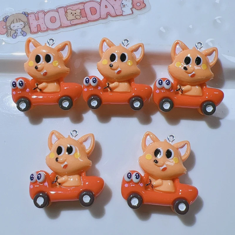 20Pcs Cute Driving Bear Fox Lion Resin Charms For Jewelry Making DIY Pendants Earring Necklace Bracelet Decoration Accessories