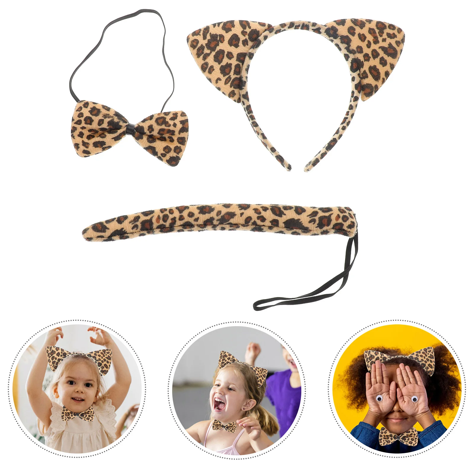 3 Pcs Leopard Ears Headband Girls Headbands Cat Costume for Kids Hair Accessories Hairband White Child