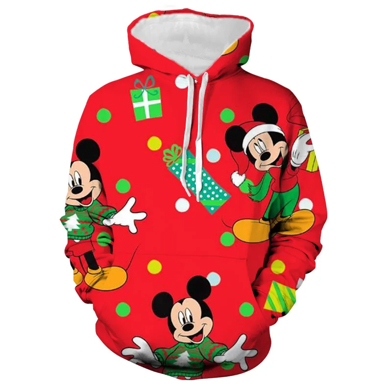 Sudadera con capucha de colección navideña para hombre, de manga larga con estampado 3D de la marca Disney Winnie the Pooh, Goofy y Mickey