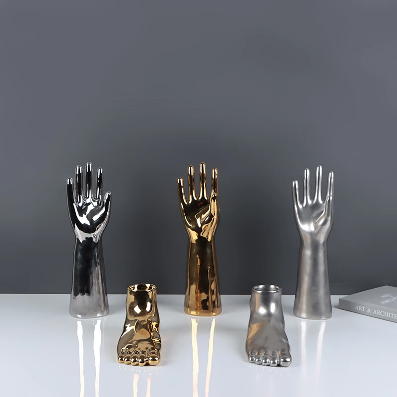 Creative Body Hand and Foot Ornaments Gold Silver Ceramic Hand and Foot Ornaments Modern Desk Crafts Nordic Home Decoration