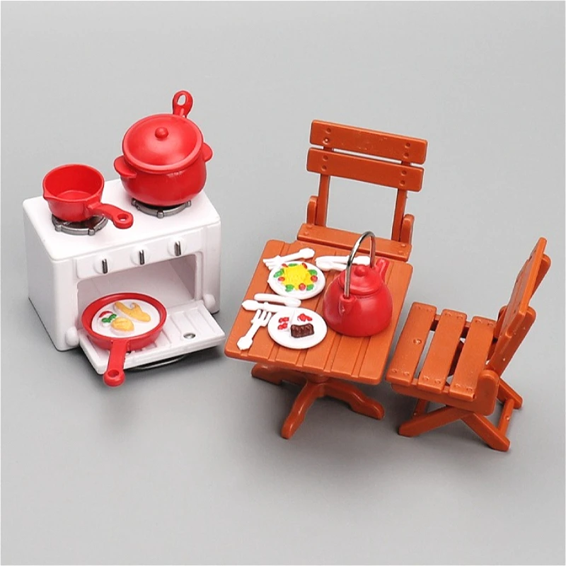 

Набор миниатюрных столов и плит для кукольного домика, имитация кухонной мебели, украшение для игровой комнаты, аксессуар для декора