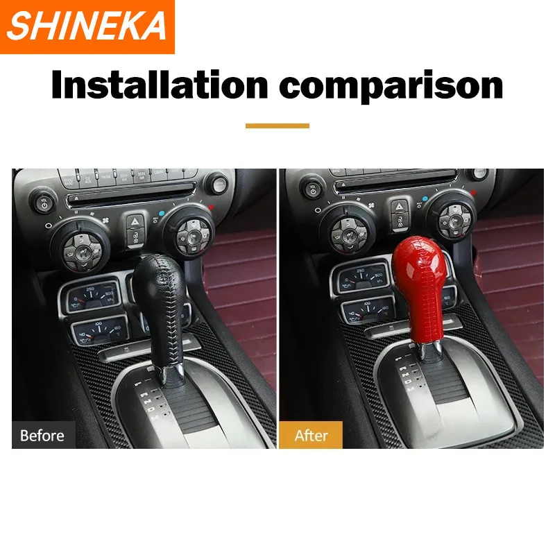 SHINEKA Car Gear Shift Lever Knob Head Decoration Cover For Chevrolet Camaro 2010 2011 2012 2013 2014 2015 Interior Accessories