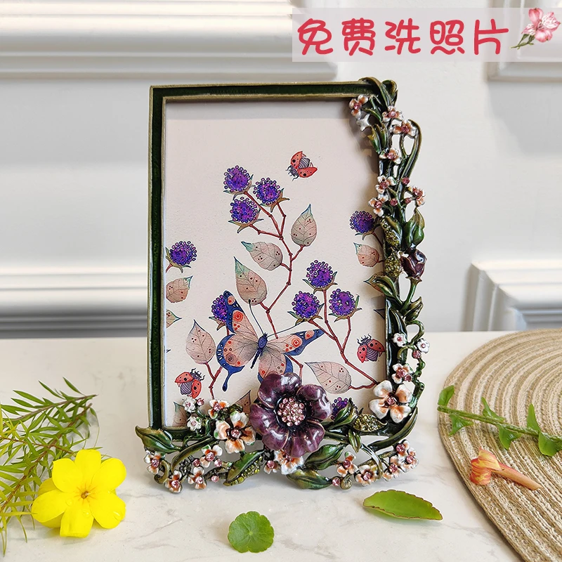 6 inch purple romantic small floral photo frame American minimalist style photo frame birthday holiday gift gift photo frame