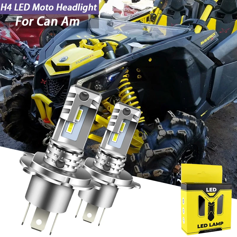 2PCS H4 9003 HB2 LED Headlight Bulbs For Can-Am Spyder F3 High Low Beam CANbus Error Free Motorcycle Lights Lamp Motor Parts