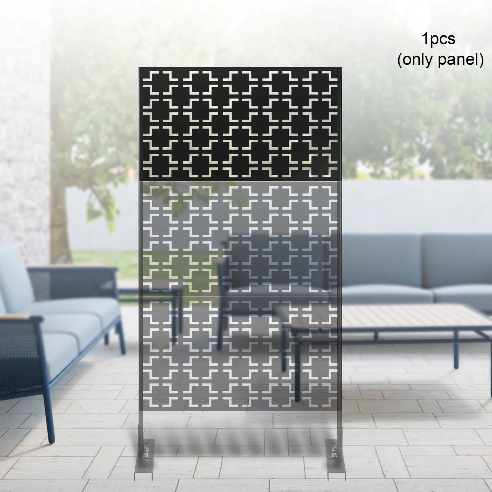 

Black Modern Rectangular Steel Outdoor Privacy Screen Panels Metal Laser Cut with High temperature Baking Paint