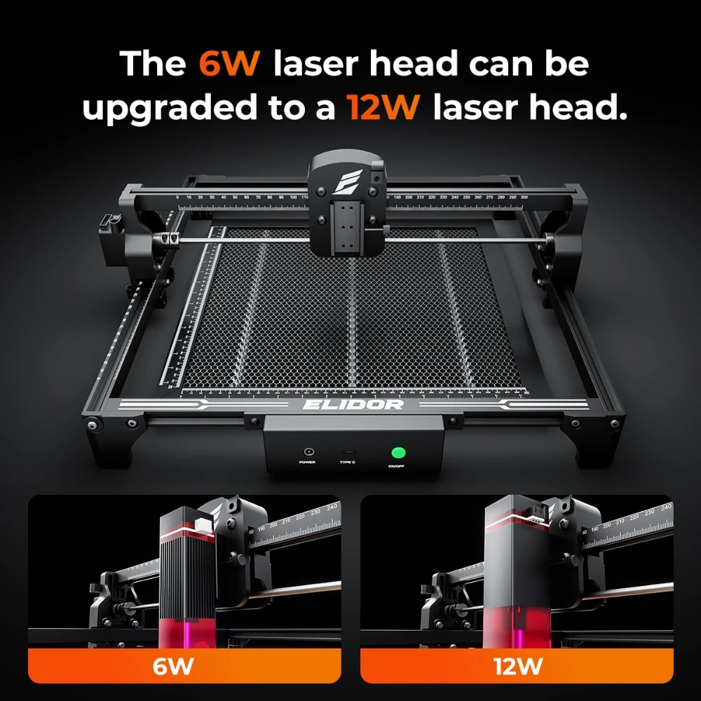 ELIDOR Z6 12W 6W Laser-Graviergerät und -Schneidemaschine für Anfänger Blauer Diodenlaser CNC 300x300mm Arbeitsbereich DIY-Werkzeug für Geschenke – Detail 7