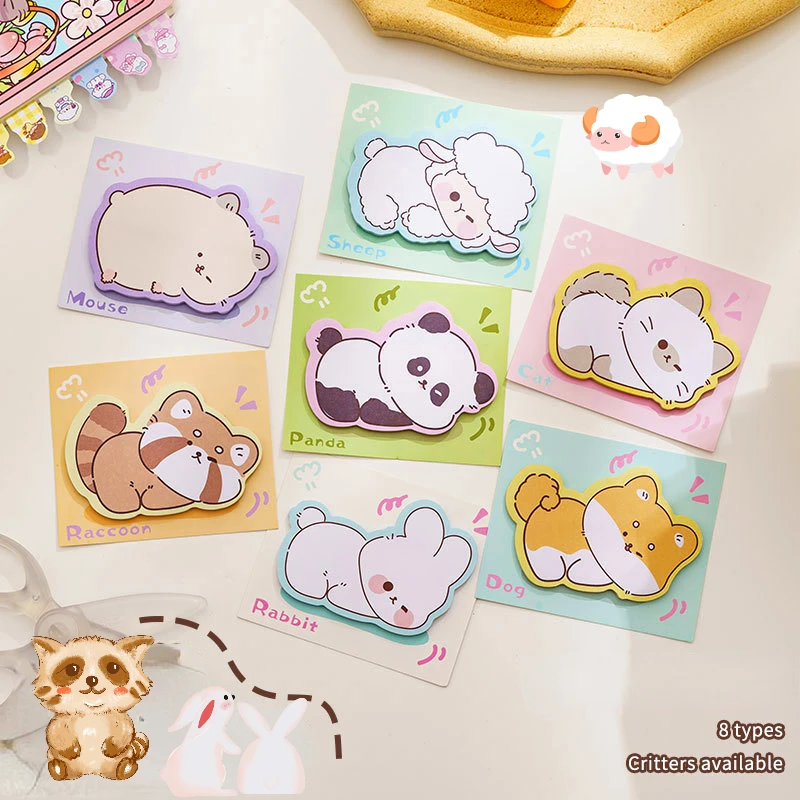 Imagem -02 - Cute Cartoon Deitado Animais Sticky Notes Memo Pad Panda Cão Cat Note Book Adesivos Scrapbooking Kids Stationery 10 Pcs por Lote