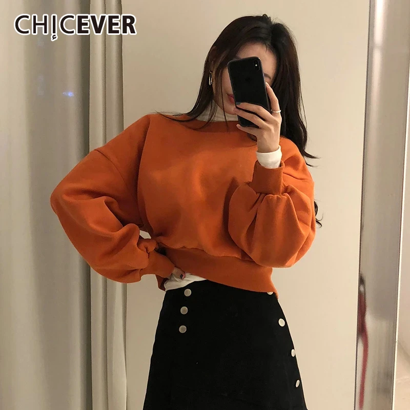 

CHICEVER Korean Hollow Out For Womens Sweatshirts O Neck Long Sleeve Minimalist Sweatshirt Female Autumn Fashion New Clothes