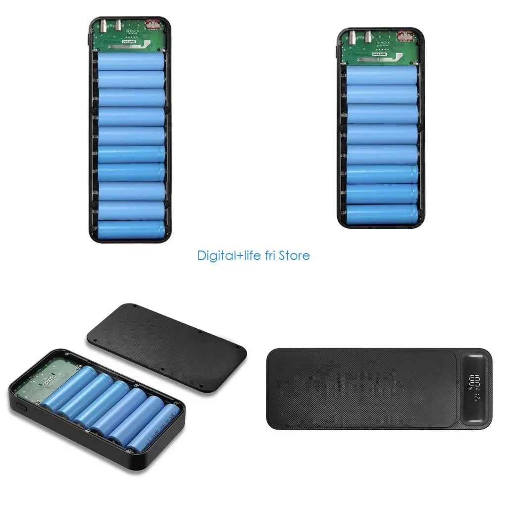 E06D 6/8/10Slot 18650 Battery Holder Case No Welding Design High Capacity PowerBank Shell