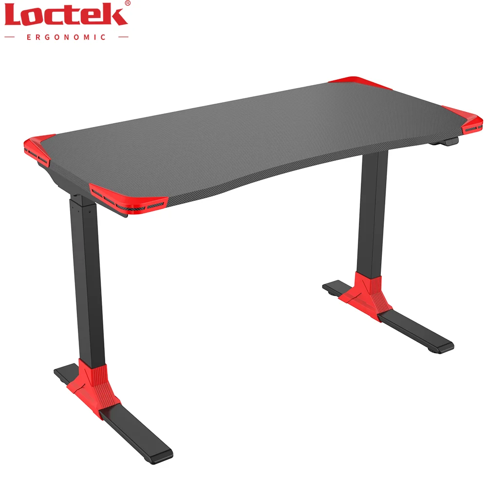 Modern One-Motor Electric Height Adjustable Gaming Computer Desk With Carbon Fiber Texture Surface Loctek GET119E