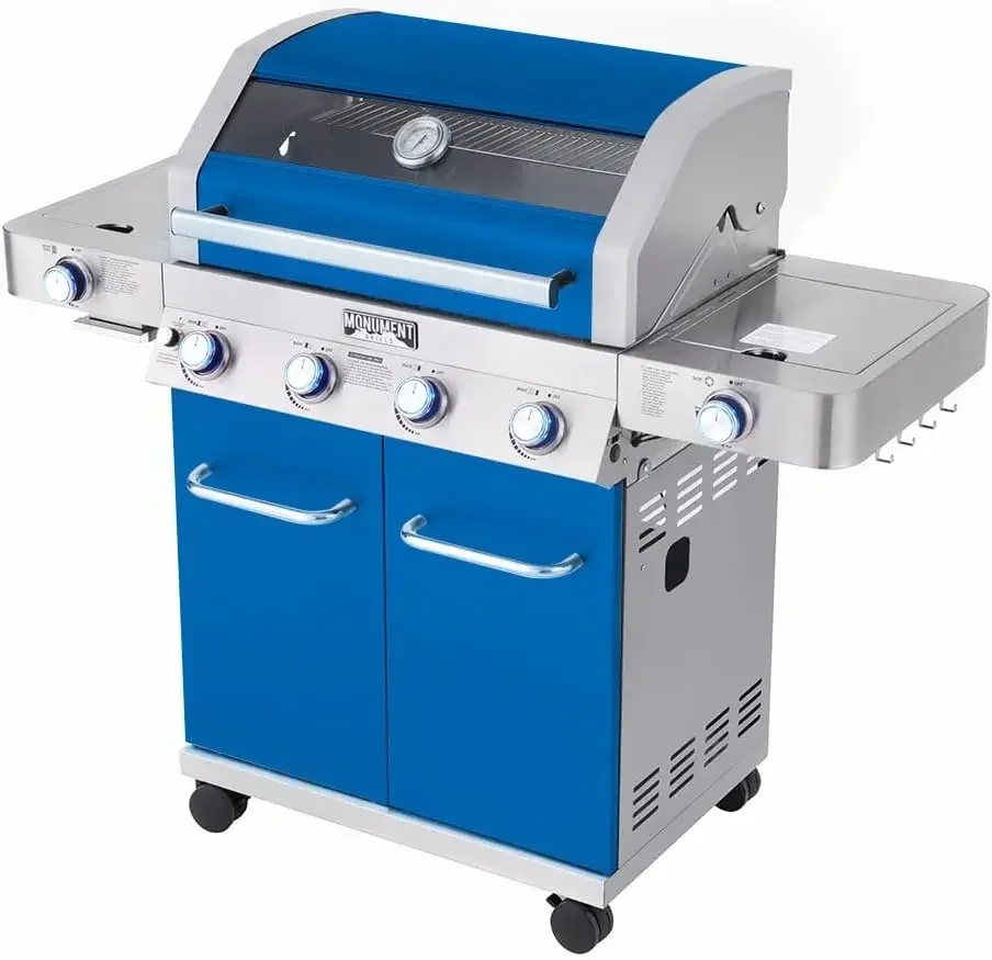 Grills Larger 4-Burner Propane Gas Grills with Lid, Built-In Thermometer, Infrared Side Sear Burners & Side Burners