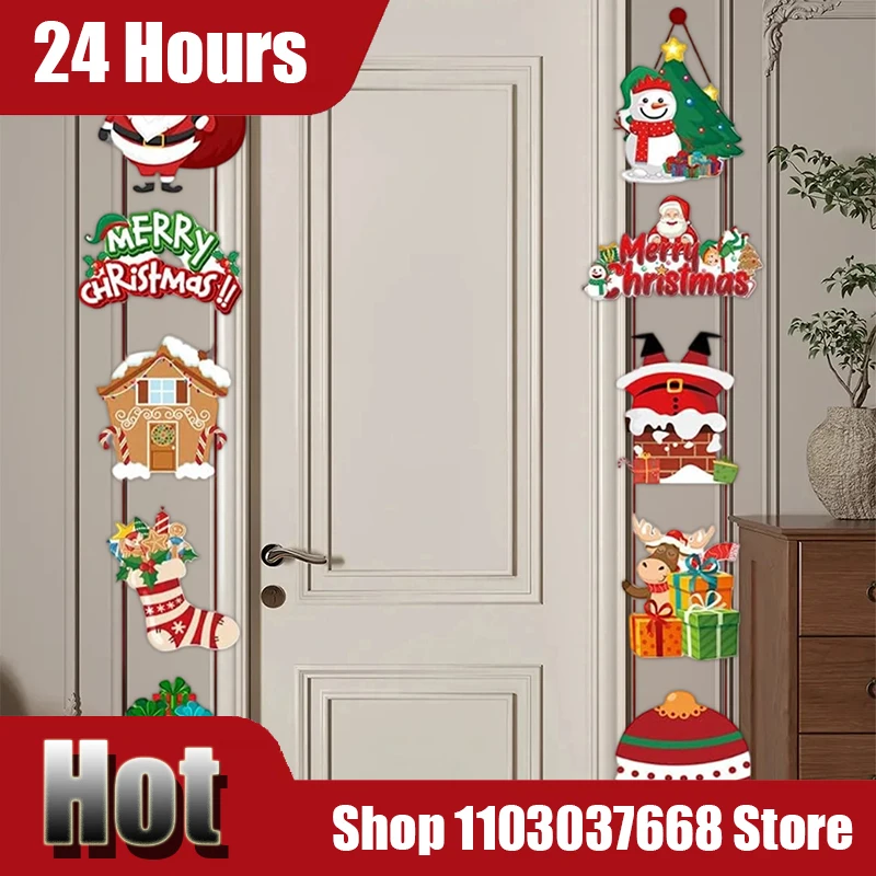 سانتا كلوز ثلج زينة عيد الميلاد عيد ميلاد سعيد معلقة الباب راية للمنزل هدايا عيد الميلاد نافيداد السنة الجديدة نويل 2025