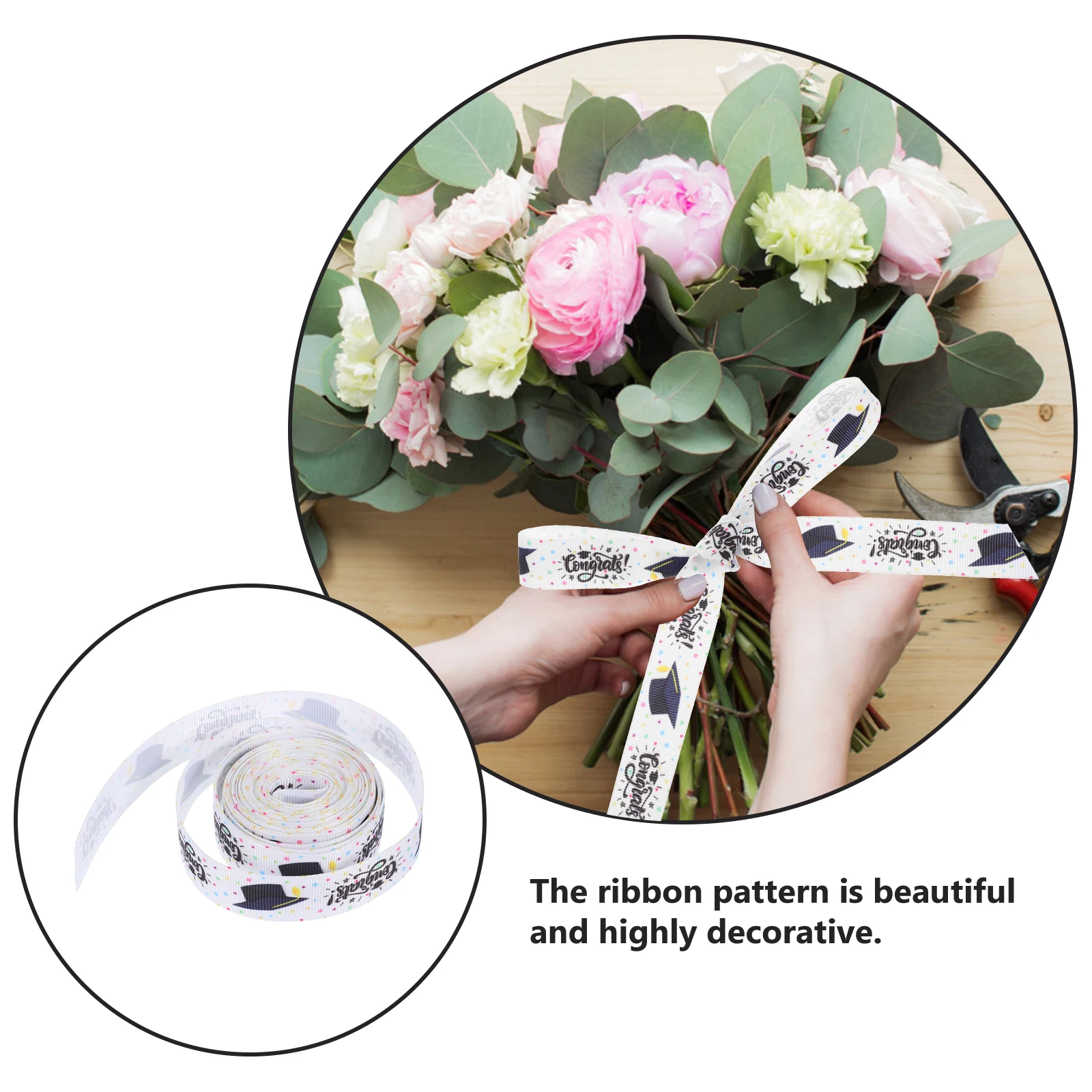 

7pcs 2.2cm Wide Graduation Ribbon Polyester Craft Bow Making Gift Wrapping Packaging Ribbon Rolls for Wedding Bridal Boxes