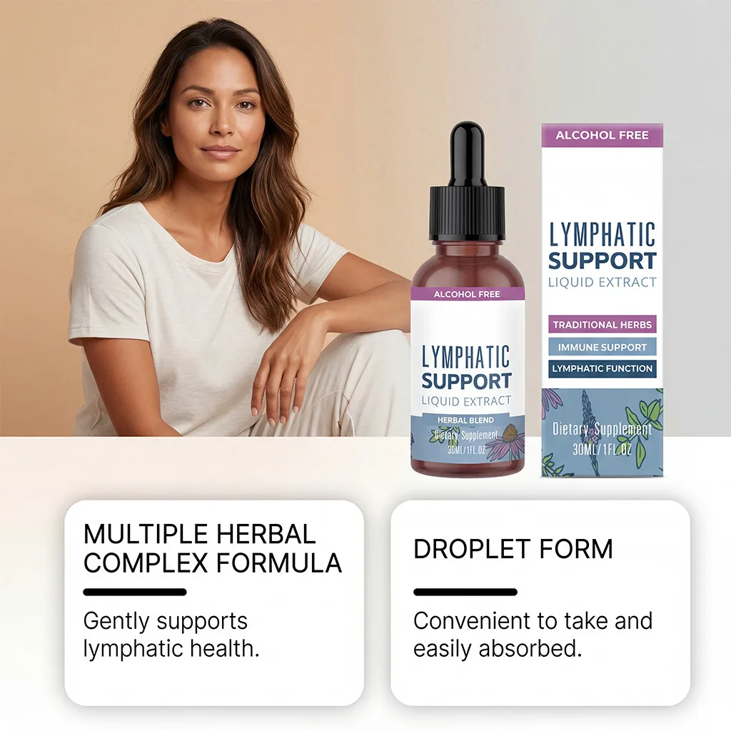 Natural Lymphatic Support Drops Lymph Drainage Liquid Supplement for Swelling & Water Retention Relief