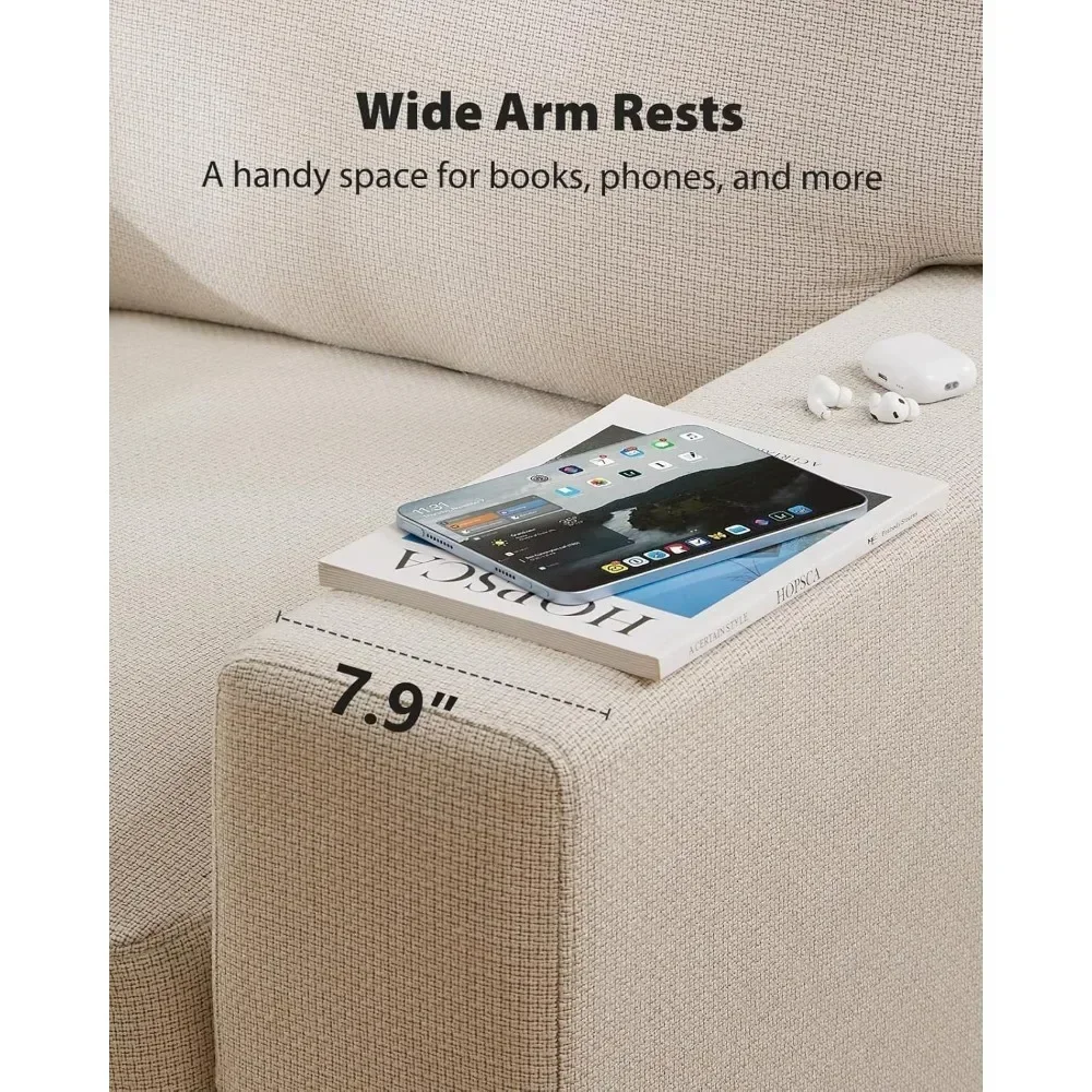 3 Seater Couch, Sofas for Living Room with Deep Seats and Wide Armrests, 89" Comfy 3-Seater Sofas, Modern Upholstered Couch