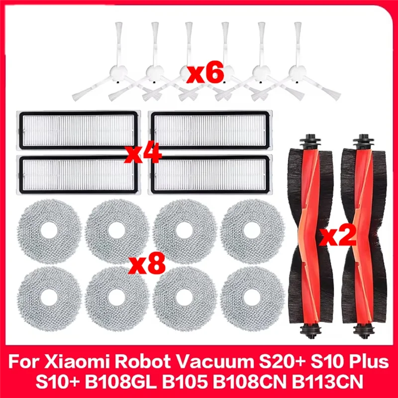 A85I-Fits For Xiaomi Robot Vacuum S20+ / S10 Plus /S10+/ B108GL / B105 Spare Parts Mop Filter Main Side Brush Accessories