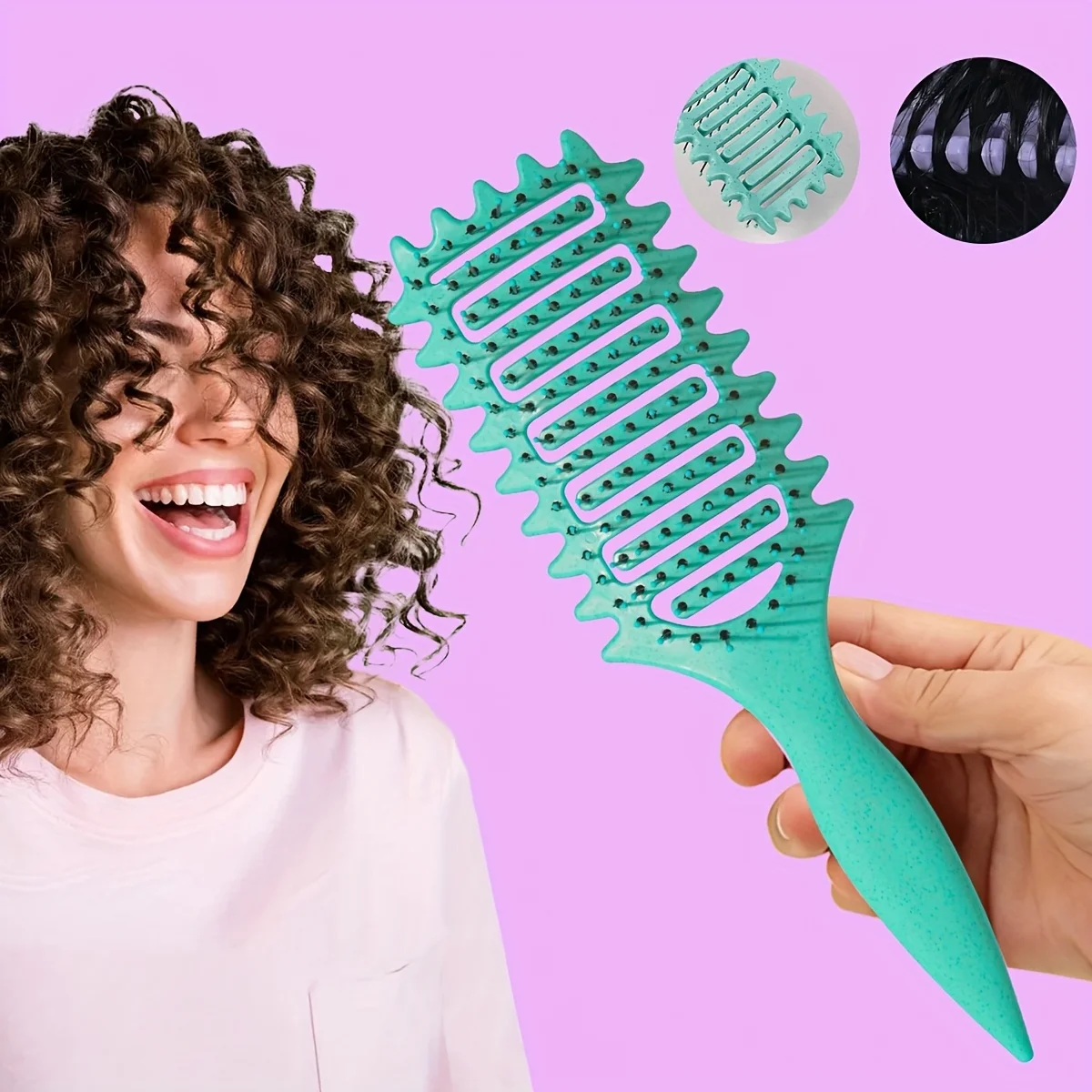 Brosse à cheveux, brosse pour cheveux bouclés, brosse ventilée pour modeler et définir les boucles, idéale pour tous les types de cheveux, sculptez votre style et votre look, 1 pièce, Unl