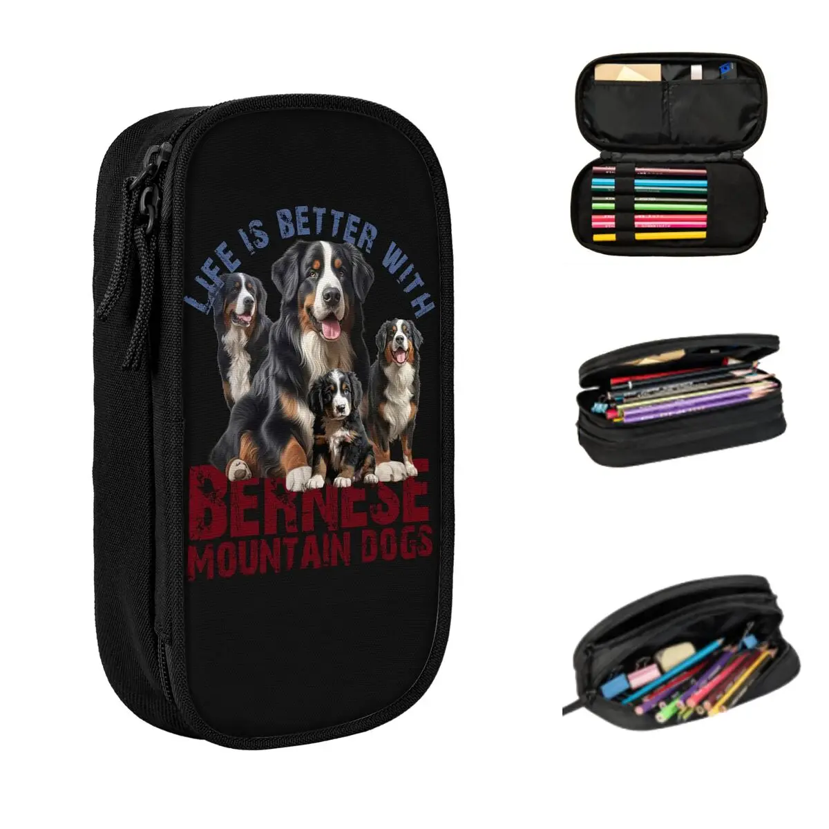 

Bernese Mountain Dog Pencil Cases Large Capacity Pen Bags Pen Box Pencil Pouch For Boys Girls Students Stationery School Office