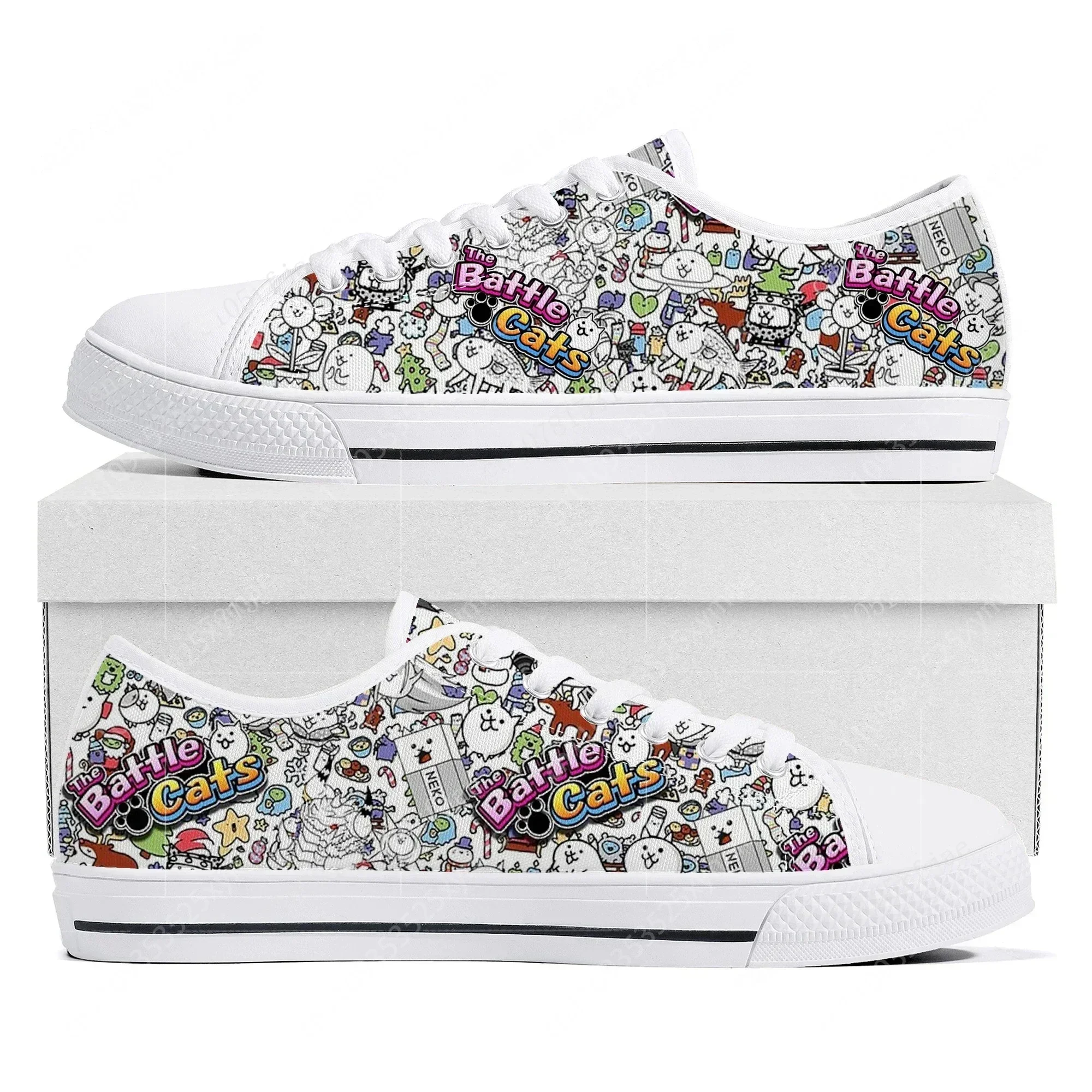 

Кроссовки Battle Cats с низким берцем, с мультяшным дизайном, для женщин, мужчин и подростков, модные, из канваса, парные, на заказ