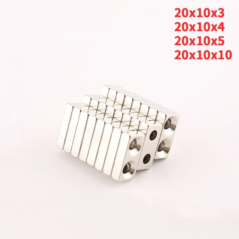 20X10X3/4/5mm Strong Magnetic Block Neodymium Magnet Screw Hole NdFeB Strong Rare Earth Hardware Lighting Magnets 20*10*4/5/3MM