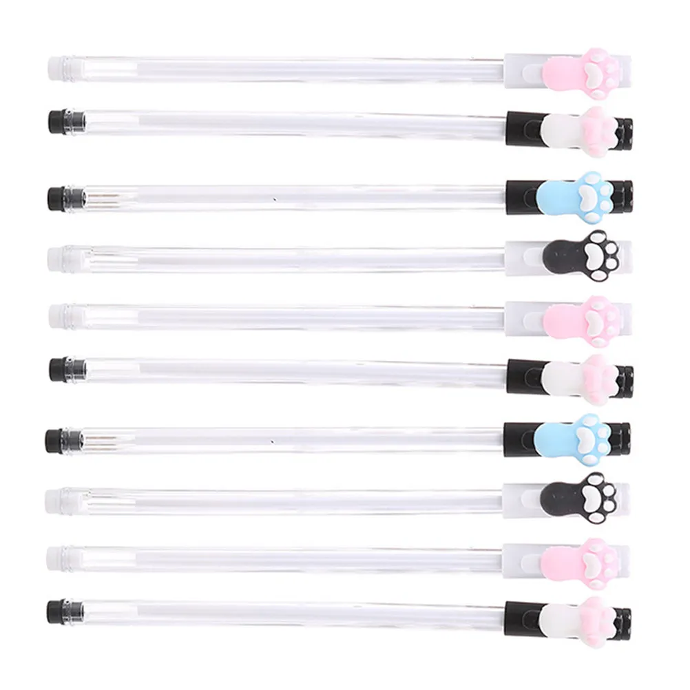 

10 Pcs Cartoon Multicoloured Ballpoint Pens Decorative Cat Claw Gel Ink Neutral