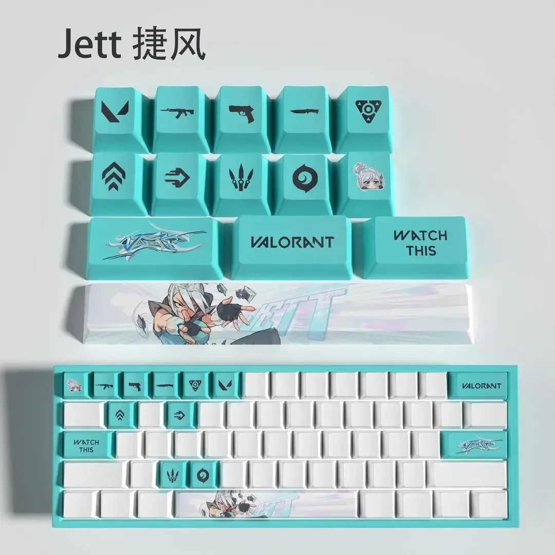 Valorant Keycap PBT OEM 14/29/108 Key Jett Artisan Keycap Set Custom Gamer Keyboard Accessories Mechanical Keyboard Gifts