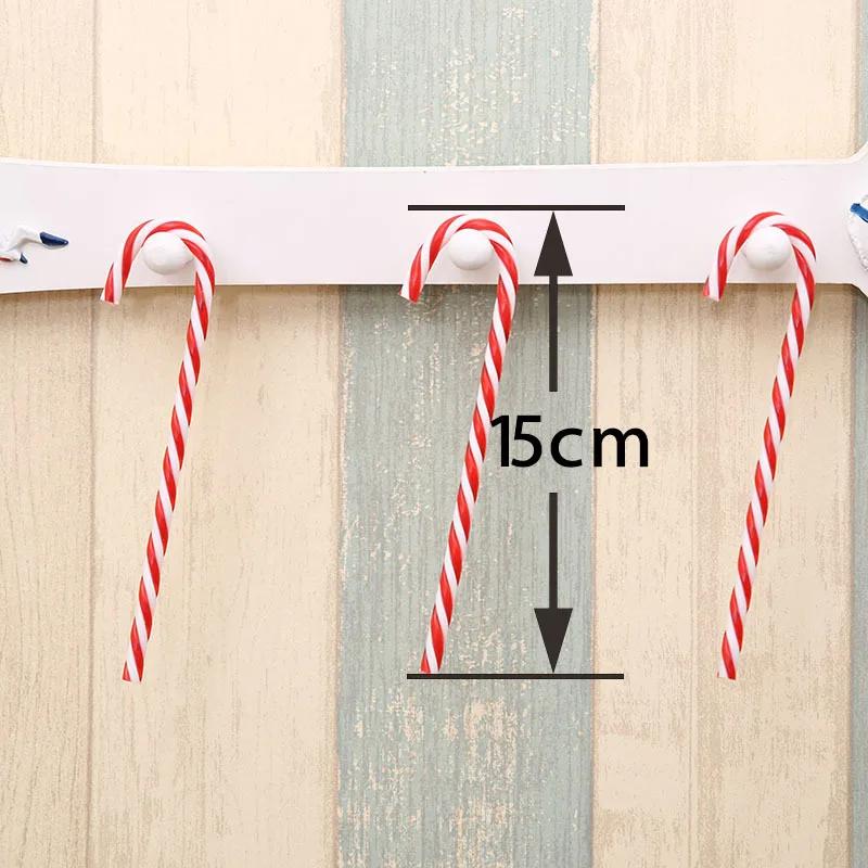 Fotografia 4: (6 peças) decoração de árvore de natal de plástico com desenho de cana em cores pastéis decorativas de ano novo para festas e feriados
